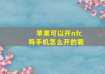 苹果可以开nfc吗手机怎么开的呢