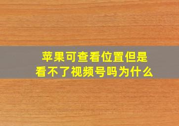 苹果可查看位置但是看不了视频号吗为什么