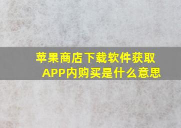 苹果商店下载软件获取APP内购买是什么意思