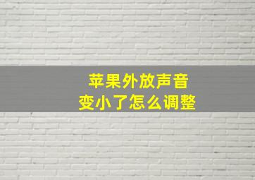 苹果外放声音变小了怎么调整