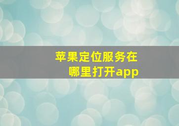 苹果定位服务在哪里打开app