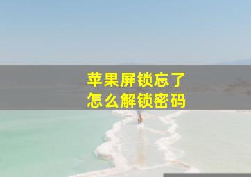 苹果屏锁忘了怎么解锁密码