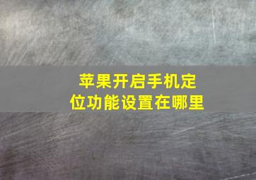 苹果开启手机定位功能设置在哪里