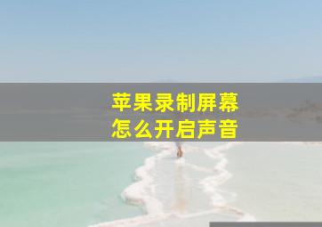 苹果录制屏幕怎么开启声音