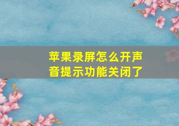 苹果录屏怎么开声音提示功能关闭了