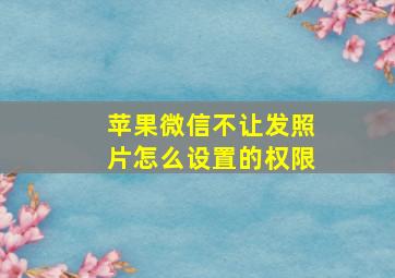 苹果微信不让发照片怎么设置的权限