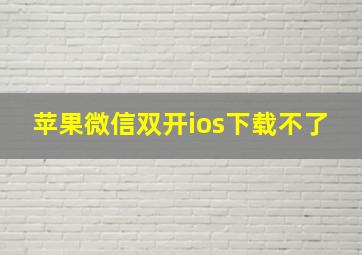 苹果微信双开ios下载不了