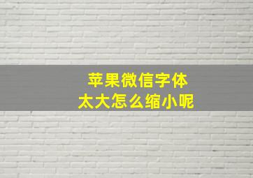 苹果微信字体太大怎么缩小呢