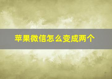 苹果微信怎么变成两个