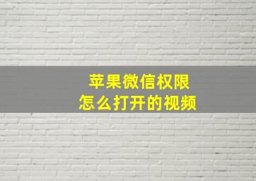 苹果微信权限怎么打开的视频