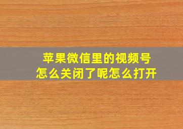 苹果微信里的视频号怎么关闭了呢怎么打开