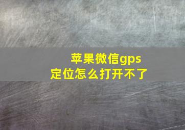 苹果微信gps定位怎么打开不了