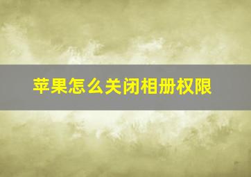 苹果怎么关闭相册权限