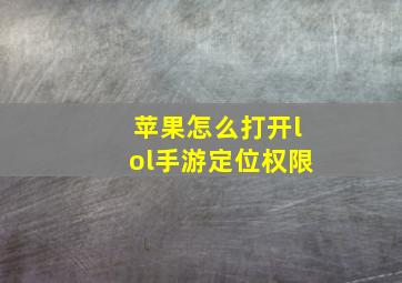 苹果怎么打开lol手游定位权限