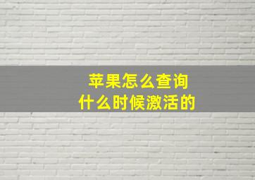 苹果怎么查询什么时候激活的