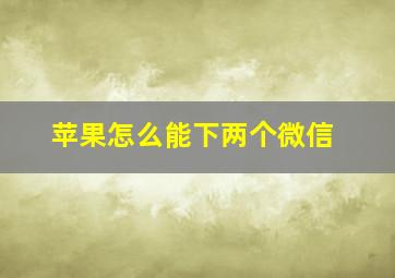 苹果怎么能下两个微信