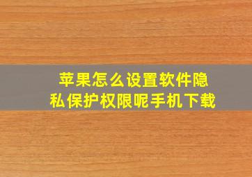 苹果怎么设置软件隐私保护权限呢手机下载