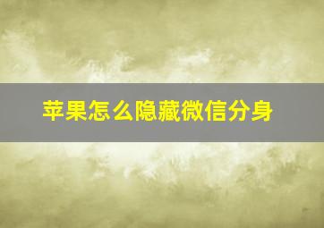 苹果怎么隐藏微信分身