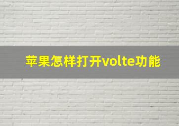 苹果怎样打开volte功能