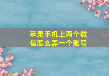 苹果手机上两个微信怎么弄一个账号