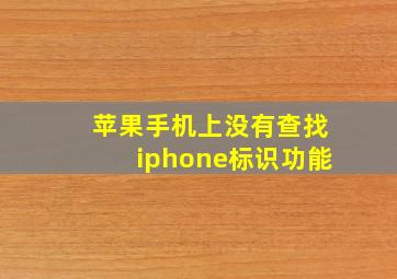 苹果手机上没有查找iphone标识功能