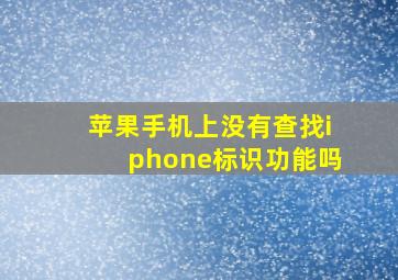 苹果手机上没有查找iphone标识功能吗