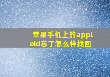 苹果手机上的appleid忘了怎么样找回