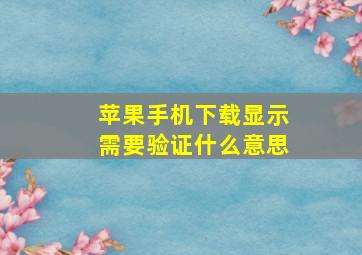 苹果手机下载显示需要验证什么意思