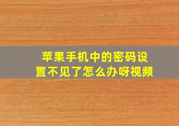 苹果手机中的密码设置不见了怎么办呀视频