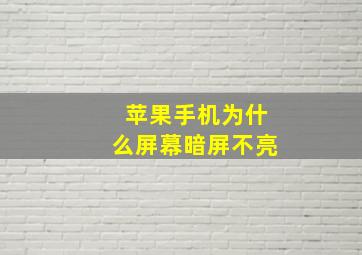 苹果手机为什么屏幕暗屏不亮