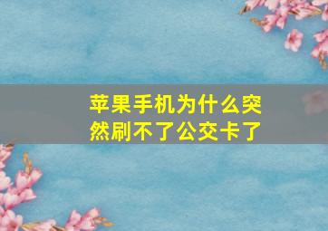 苹果手机为什么突然刷不了公交卡了