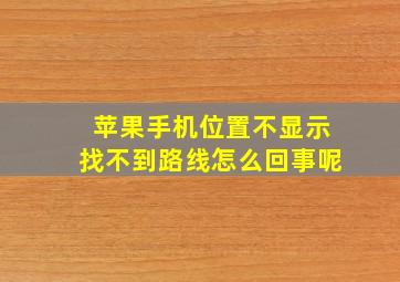 苹果手机位置不显示找不到路线怎么回事呢