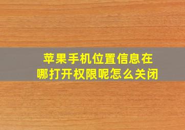 苹果手机位置信息在哪打开权限呢怎么关闭