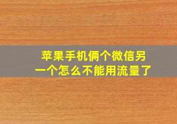 苹果手机俩个微信另一个怎么不能用流量了