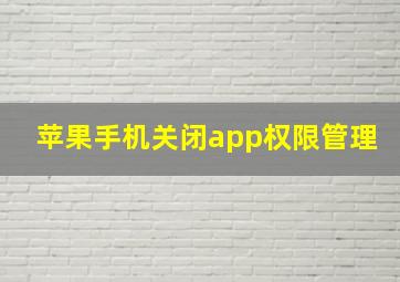 苹果手机关闭app权限管理