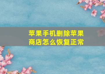 苹果手机删除苹果商店怎么恢复正常