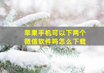 苹果手机可以下两个微信软件吗怎么下载