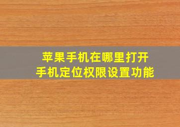 苹果手机在哪里打开手机定位权限设置功能