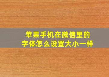 苹果手机在微信里的字体怎么设置大小一样