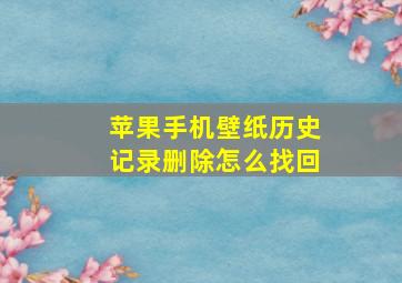 苹果手机壁纸历史记录删除怎么找回