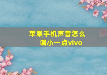 苹果手机声音怎么调小一点vivo