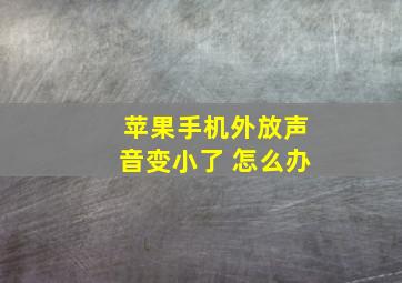 苹果手机外放声音变小了 怎么办