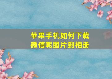 苹果手机如何下载微信呢图片到相册