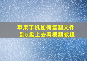 苹果手机如何复制文件到u盘上去看视频教程