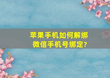 苹果手机如何解绑微信手机号绑定?