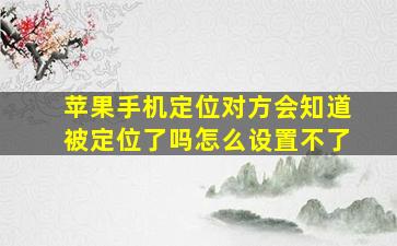 苹果手机定位对方会知道被定位了吗怎么设置不了