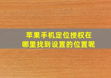 苹果手机定位授权在哪里找到设置的位置呢