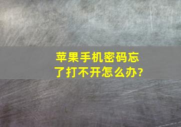 苹果手机密码忘了打不开怎么办?