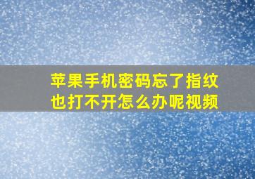 苹果手机密码忘了指纹也打不开怎么办呢视频