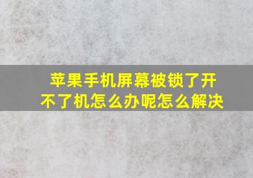 苹果手机屏幕被锁了开不了机怎么办呢怎么解决